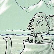 Le chapelier fou, le Lièvre de Mars et le Loir regardent vers le ciel.