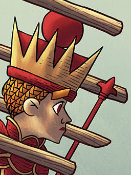 La Reine Rouge au milieu des bâtons